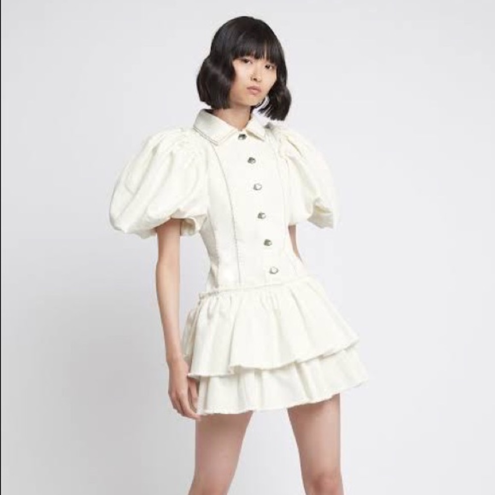 AJE Reclaim Denim Mini Dress Ivory • Size 10 • RRP $395 - Picture 3 of 16